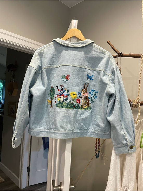 Anthropologie Jackets & Blazers - RARE Anthropologie limited edition alice in wonderland embroidered denim jacket